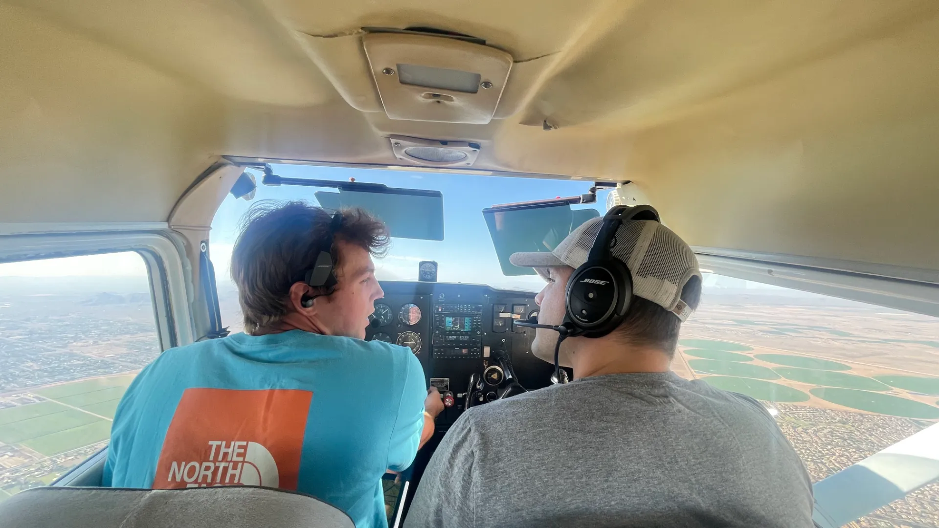SimpliFly Flight School airplane landing at Falcon Field Airport in Mesa, Arizona